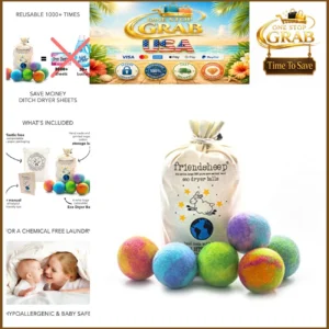 Wool Dryer Balls 6 Pack XL Handmade Organic Reusable Fabric Softener