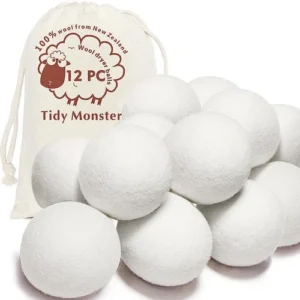 12 Wool Dryer Balls XL Organic Wool Natural Laundry Fabric Softener Antistatic